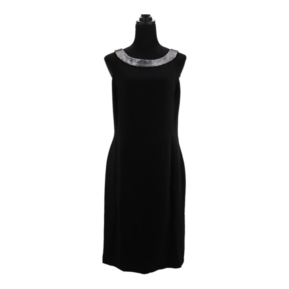 Lauren Ralph Lauren Women's Manor Born Embellished Neck Sheath Dress Black Size